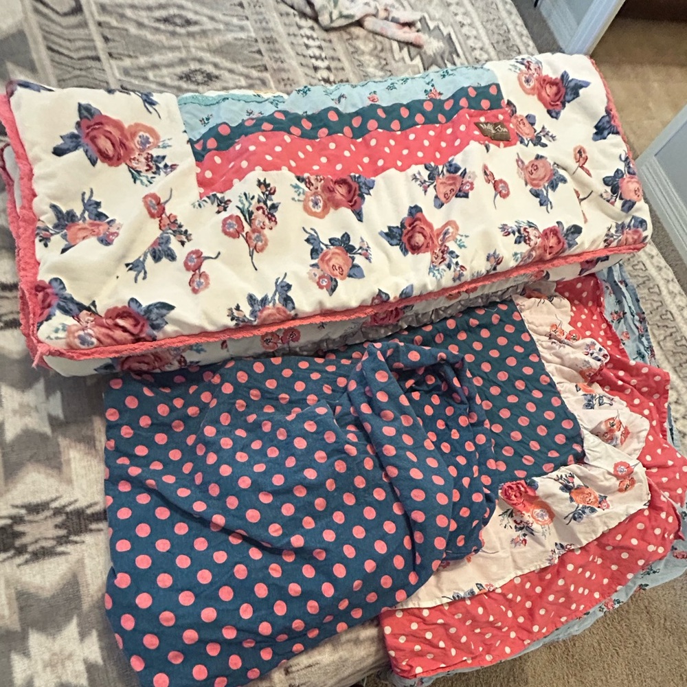 Matilda Jane Floral Patchwork Crib set, comforter, fitted sheet and bed skirt